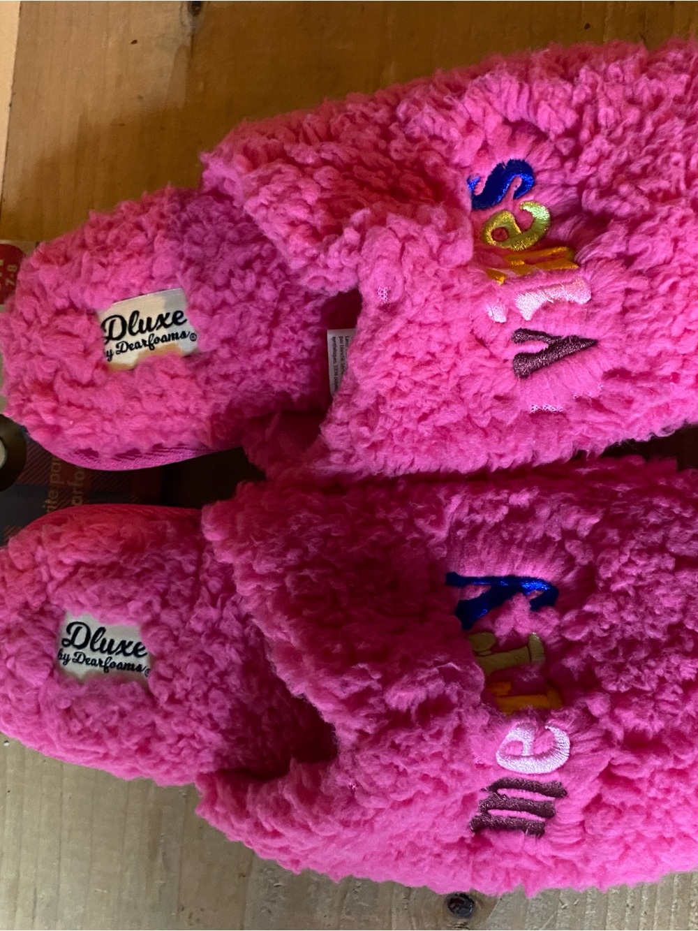 dearfoams Hot Pink Fuzzy Slip-On Slippers